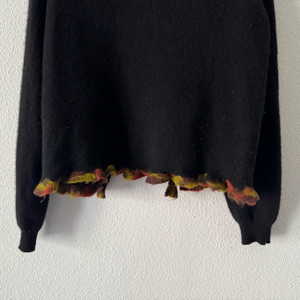 Cottagecore American Blue Pure Cashmere Felted Leaf Artisan Cardigan M Boho Chic - Picture 9 of 16